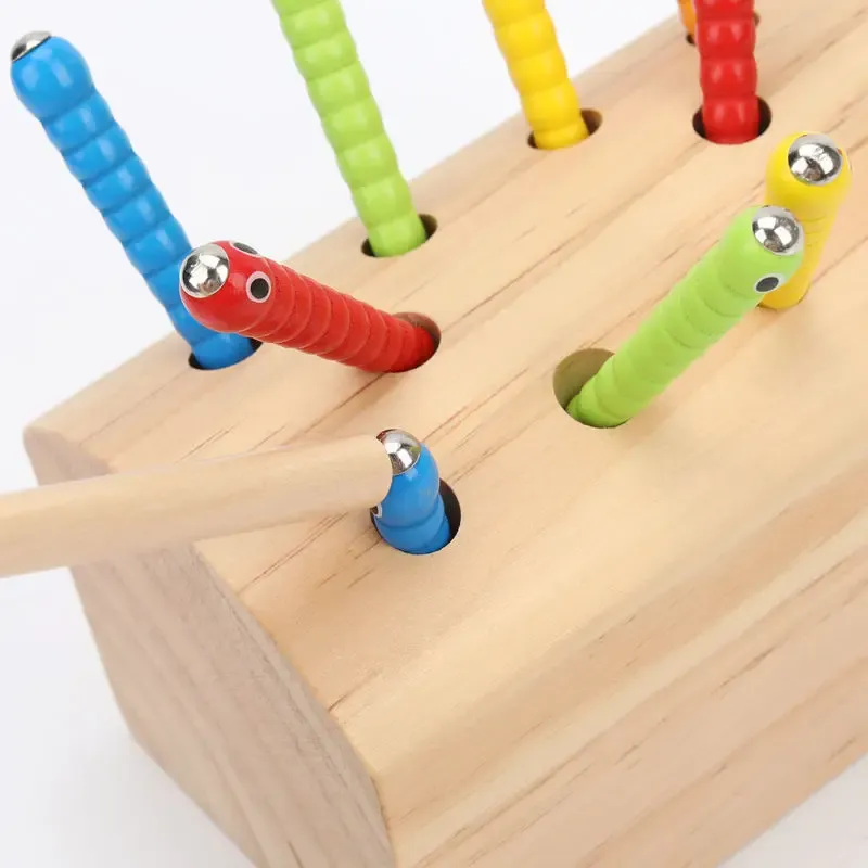 Magnetic Wooden Catching Insects Fishing Toy