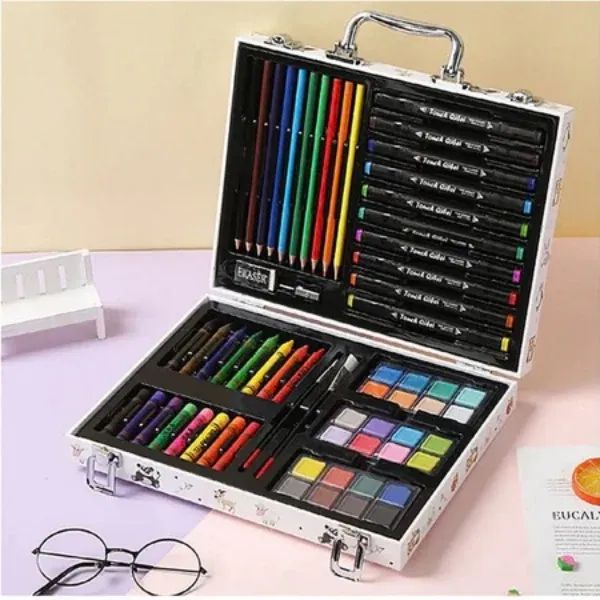 84 Piece Children Art Suitcase Stationery Set