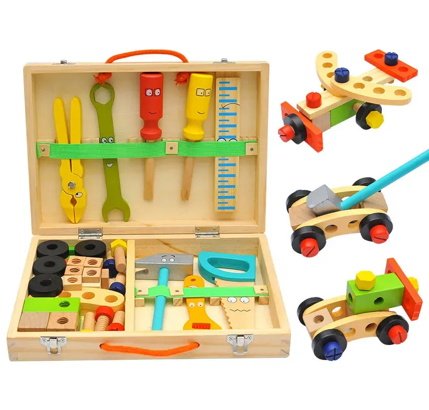 Wooden Toolbox DIY Construction Tool Set