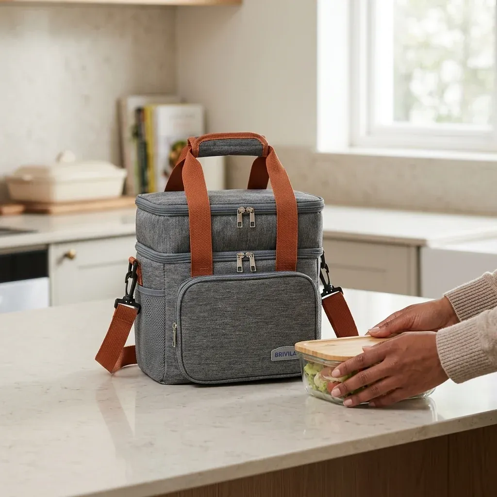 Medium Waterproof Insulated Cooling Lunch Bag with Shoulder Strap