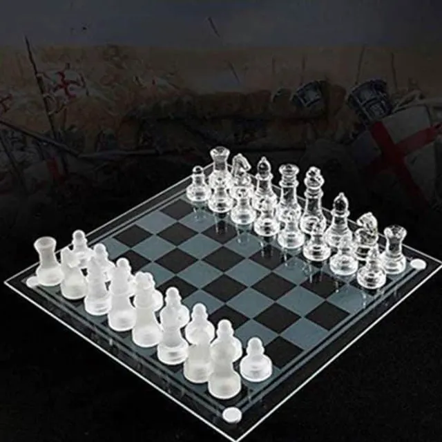 Glass Chess Set Medium Transparent Design