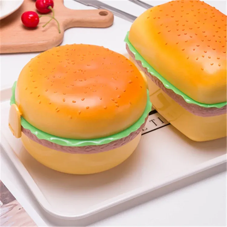 Adorable Burger-Style Double Layer Kids Lunch Box Container