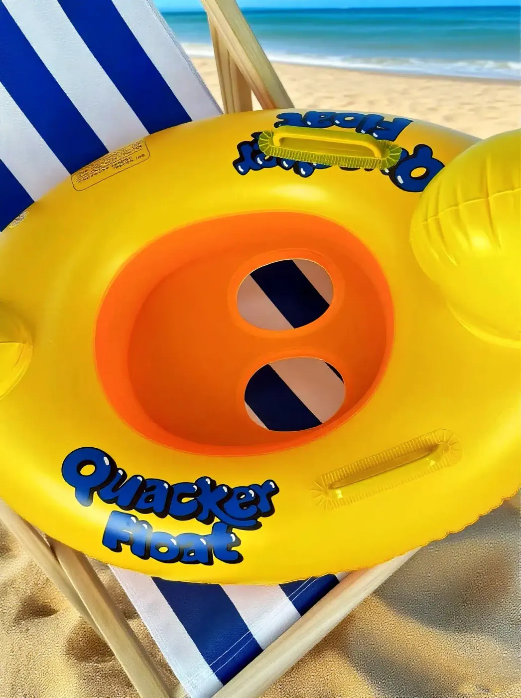 Baby Inflatable Yellow Duck Floating Ring with Handles