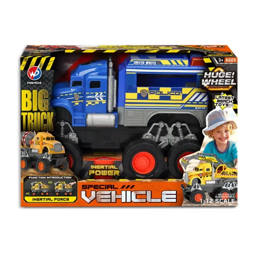 Big Police Monster Truck Toy with Monster Wheels for Kids