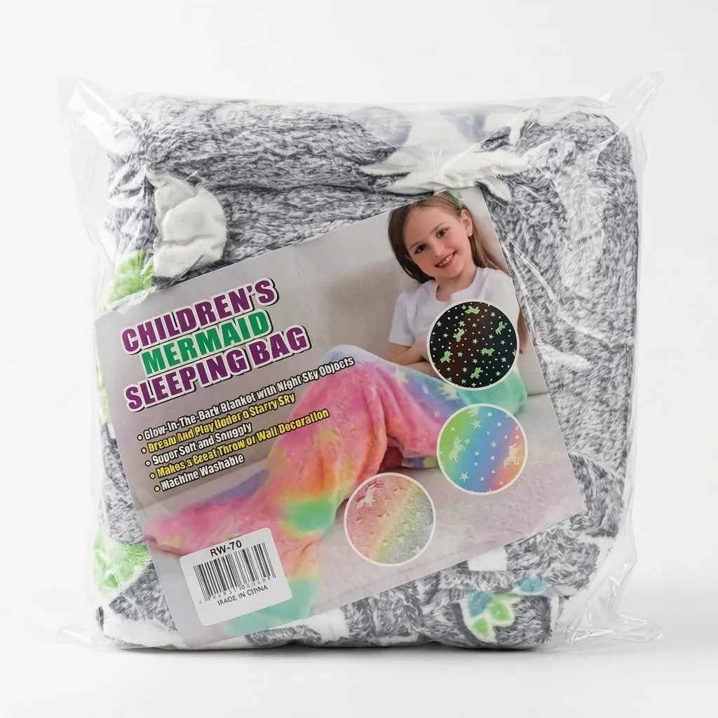 Children's Mermaid Sleeping Bag with Glow in the Dark Design