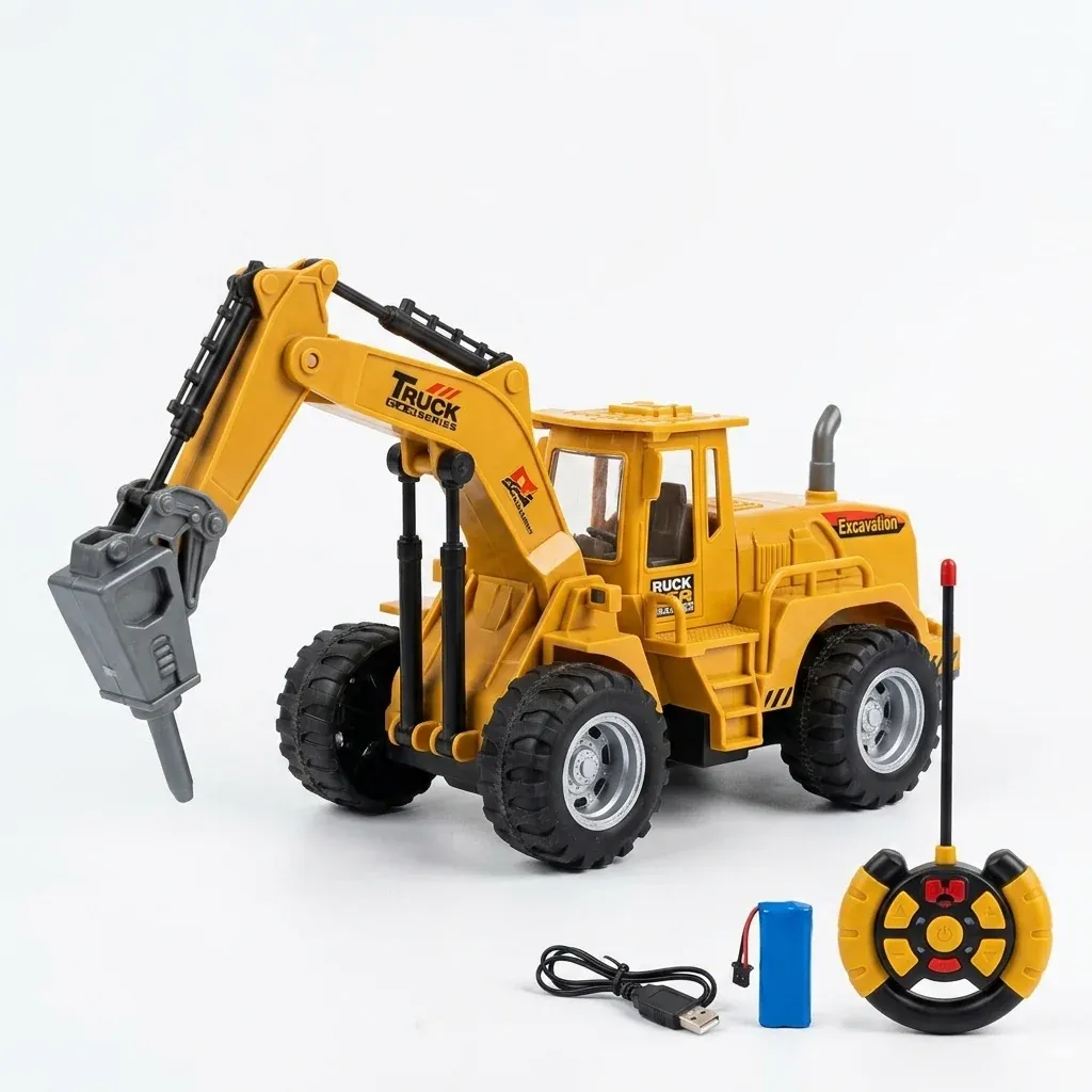 Alloy Friction Powered Engineering Excavator Toy