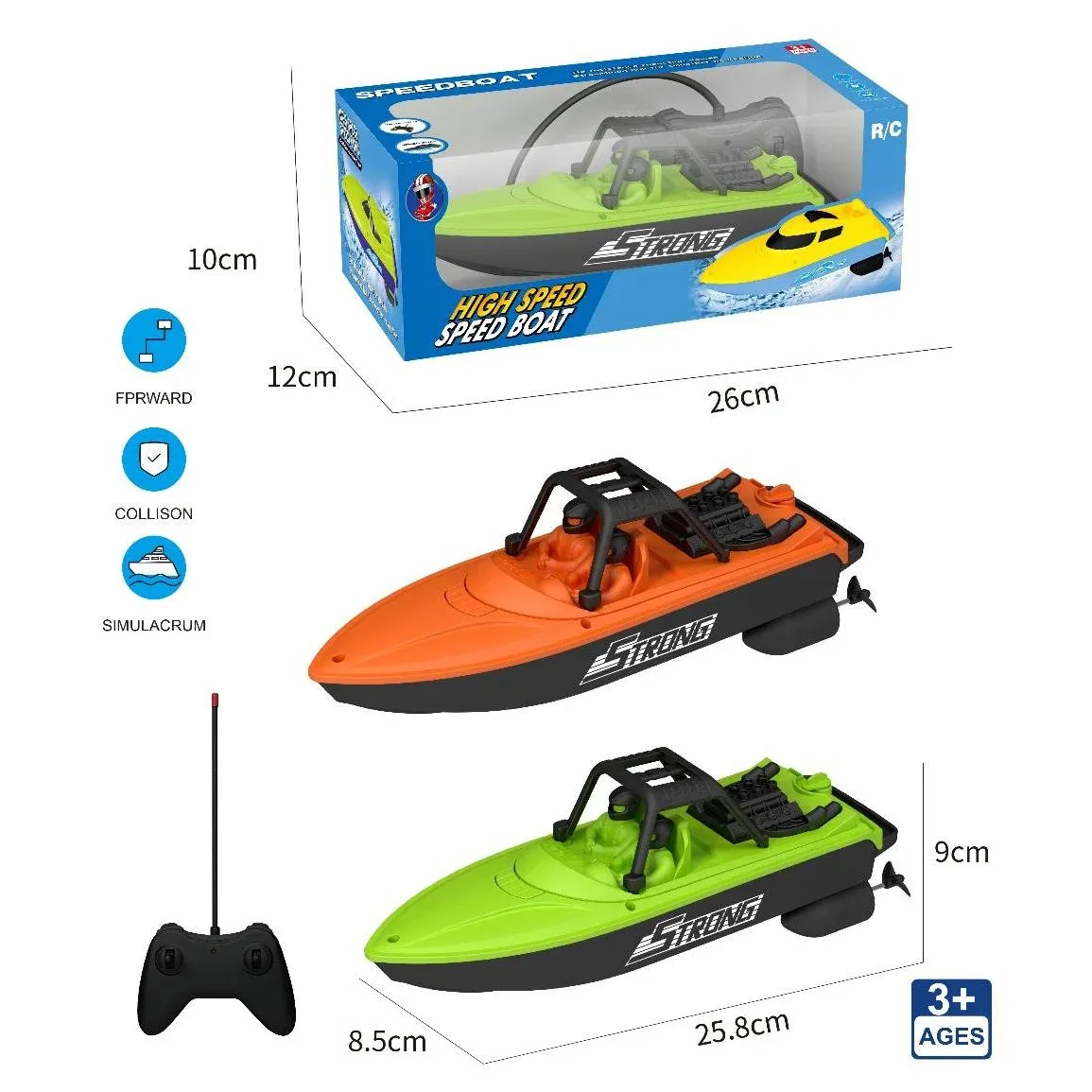 4-Channel LED Remote Control Speedboat