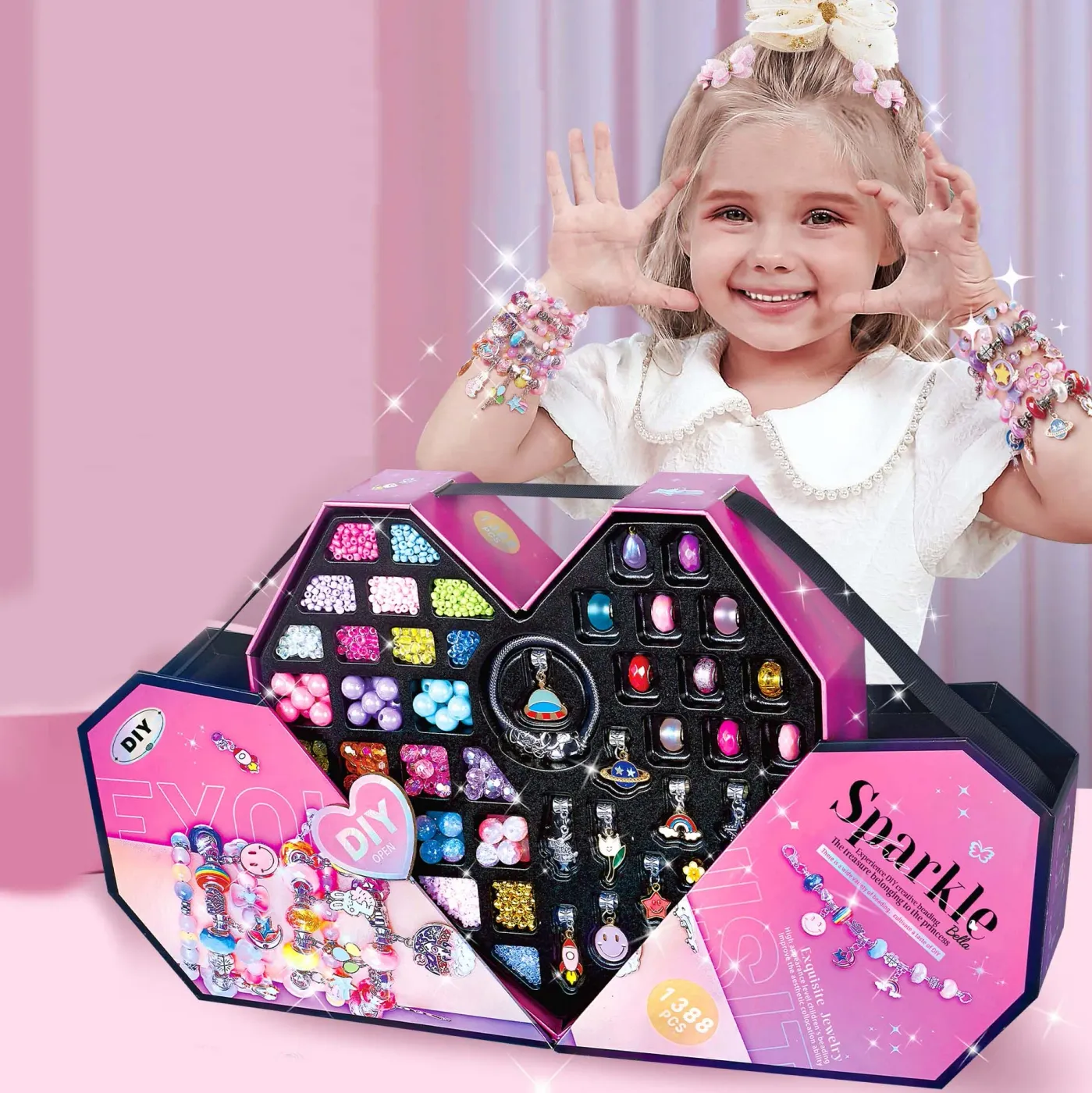 DIY Girls Bracelet Making Kit with Beads & Charms