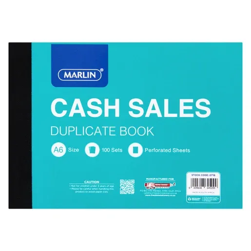 Marlin A6 Cash Sales Duplicate Book