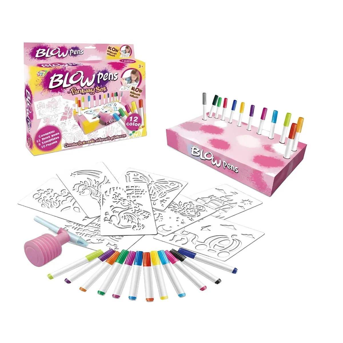 Kids Creative Blow Pen Airbrush Kit