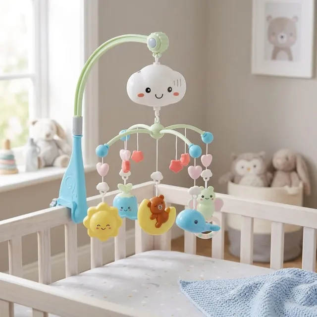 Rotating Musical Baby Crib Mobile with Projection