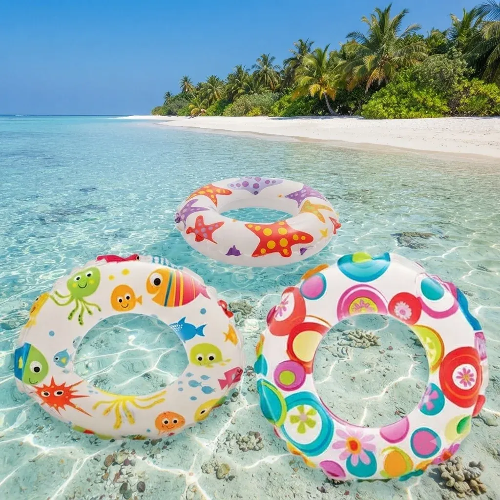 Lively Print Inflatable Swim Ring for Kids
