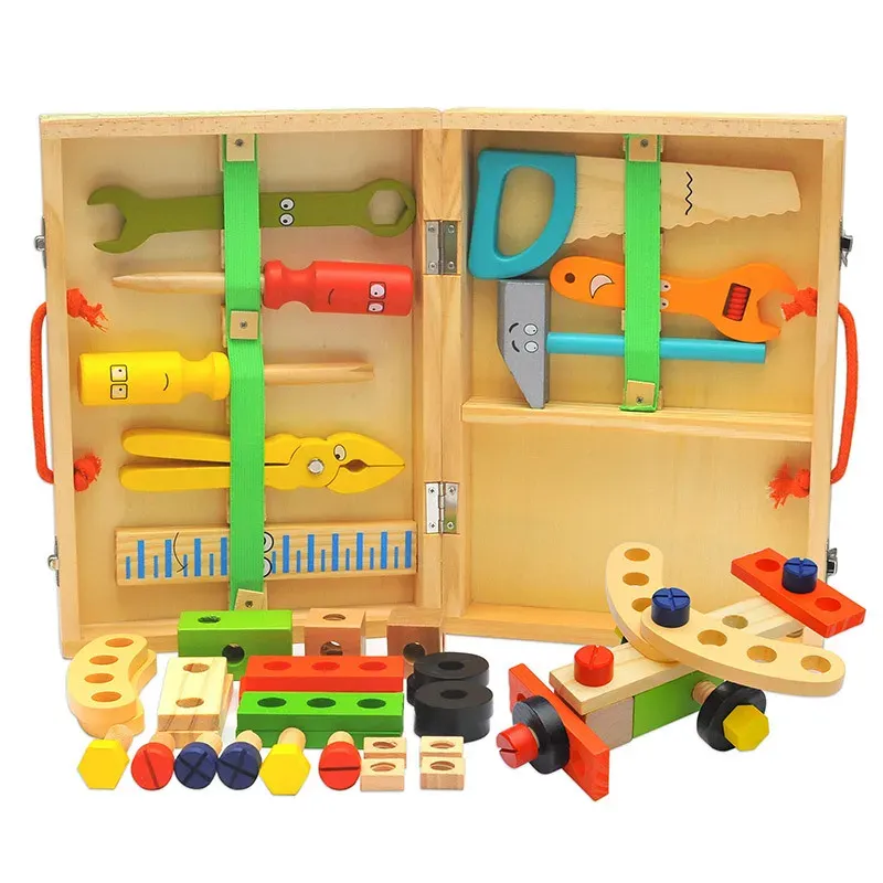 Wooden Toolbox DIY Construction Tool Set