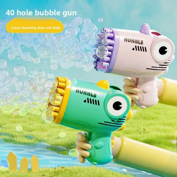 Kids 40-Hole Automatic Dinosaur Bubble Blaster