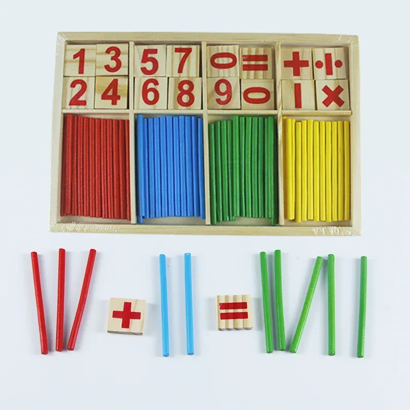 Wooden Mathematics Counting Stick Learning Box