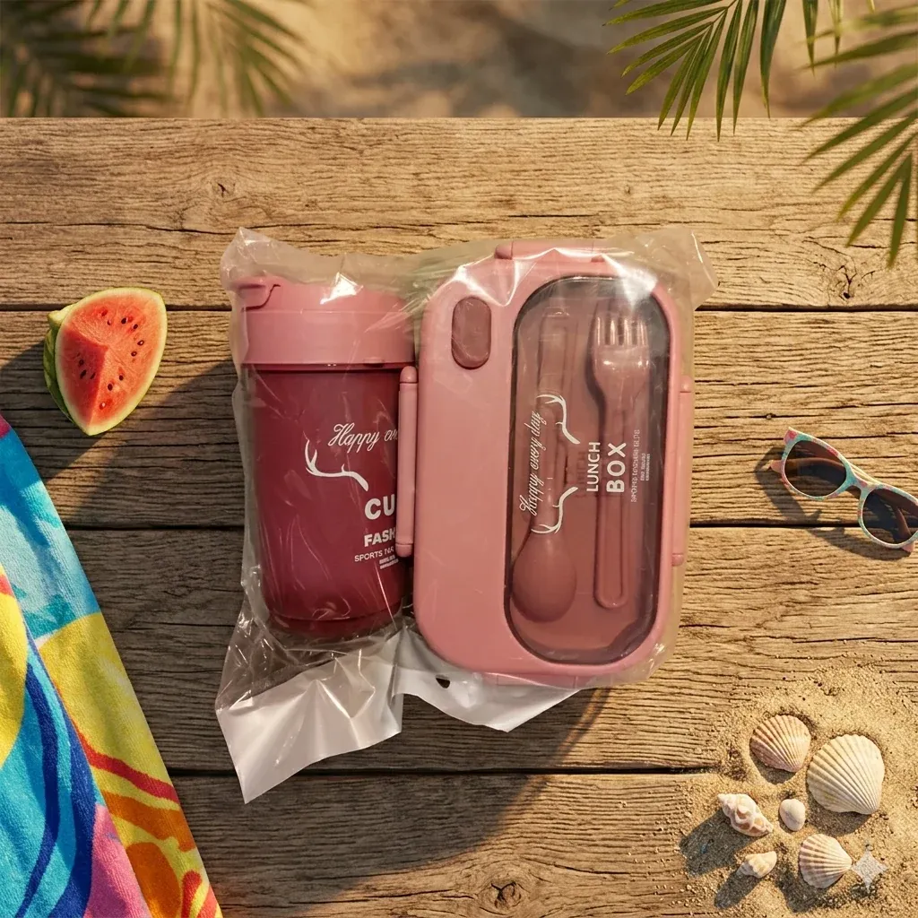 Kids Bento Lunch Box and Matching Drink Cup
