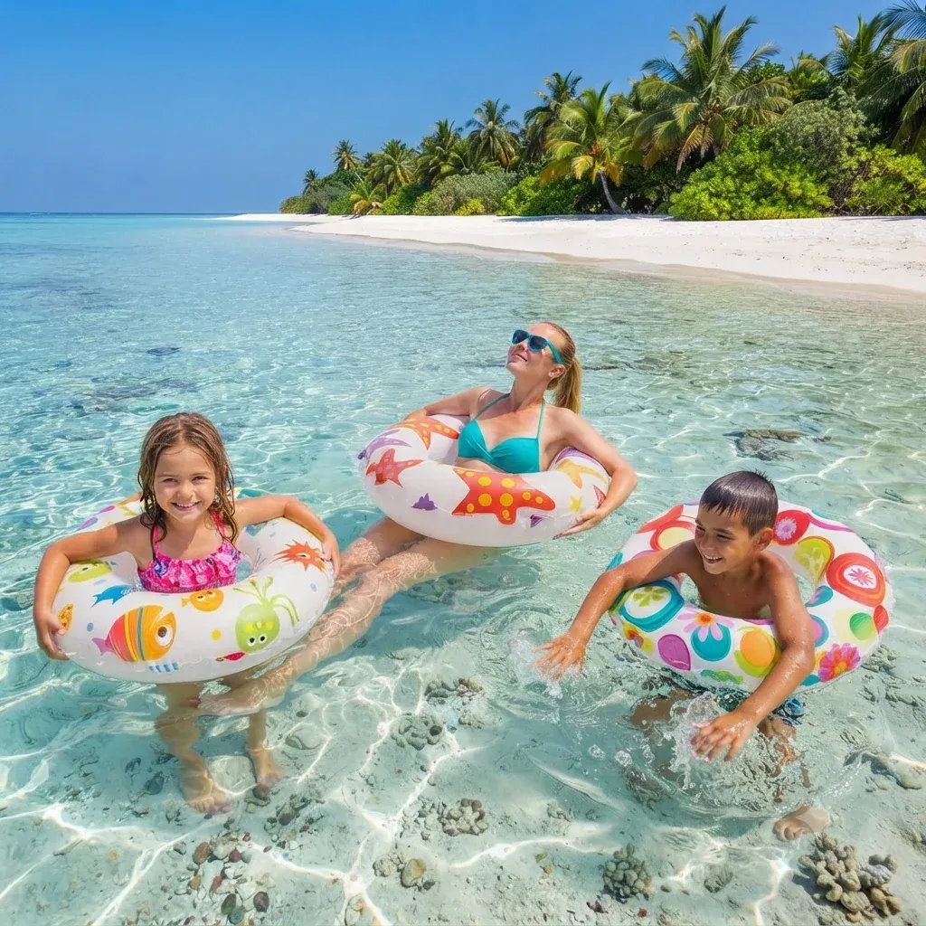 Lively Print Inflatable Swim Ring for Kids