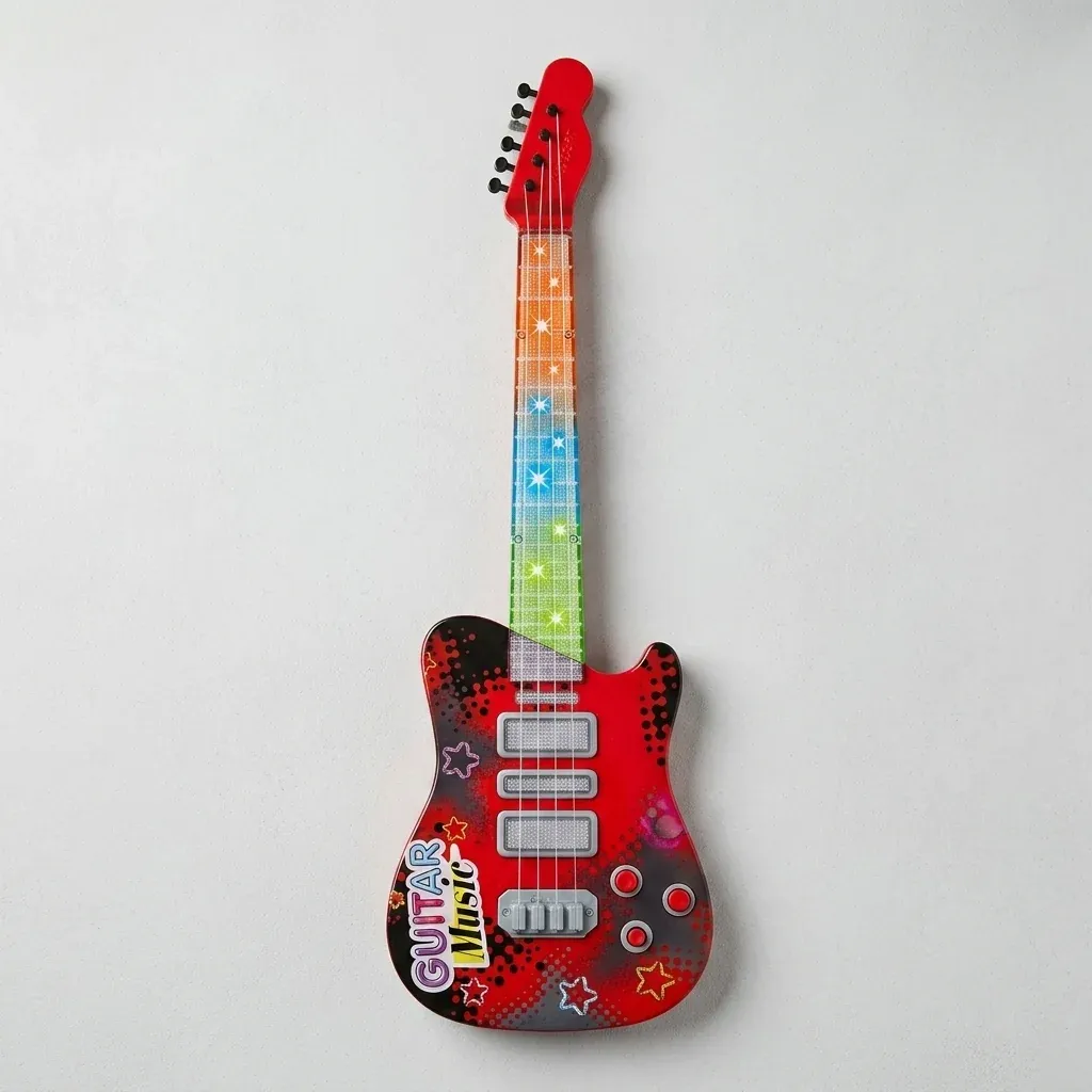 Kids Electric Guitar and Microphone Set with LED Lights