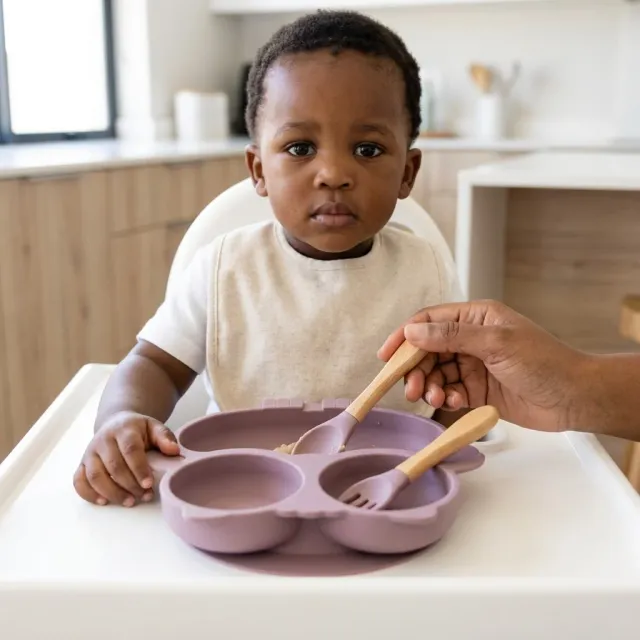 3pc Owl Silicone Baby Feeding Bowl and Cutlery Set