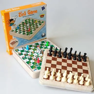 2 in 1 Metal Chess and Checkers Board Set