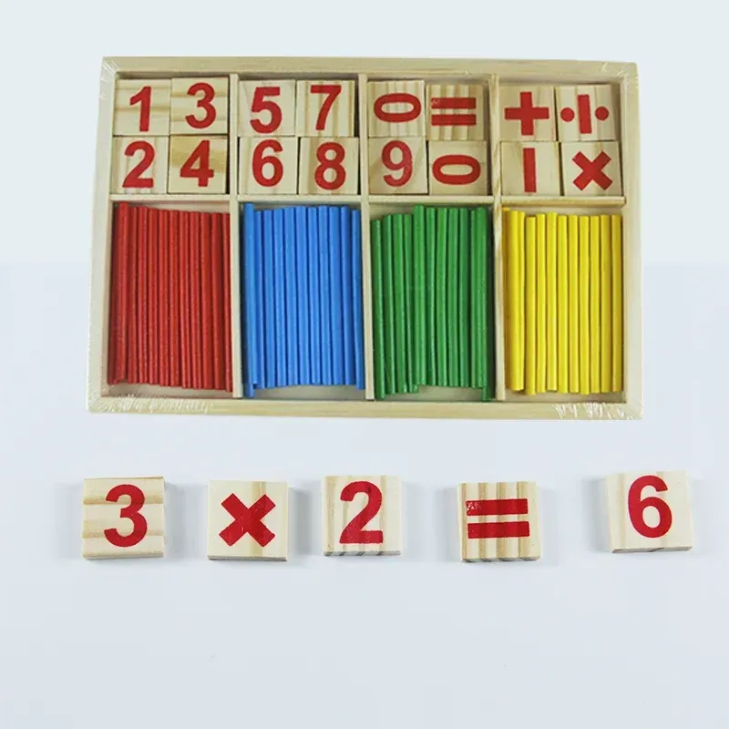 Wooden Mathematics Counting Stick Learning Box