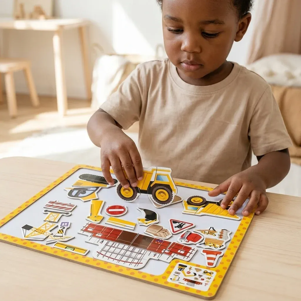 Kids Magnetic Construction Puzzle Whiteboard Set