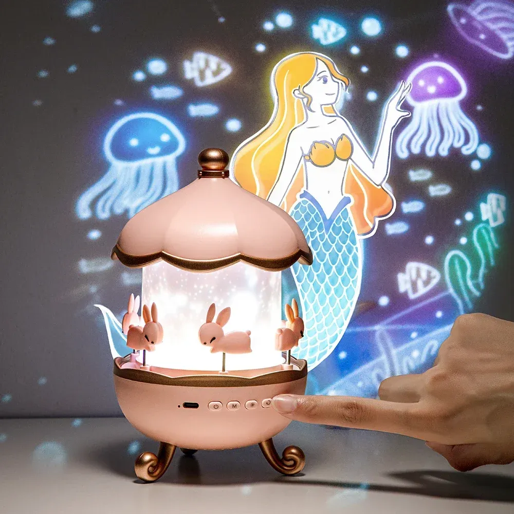 Kids Rotating LED Night Light with Music & Projector