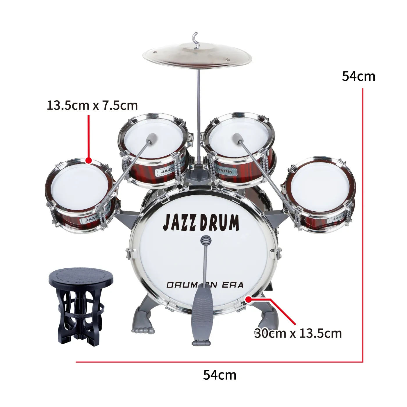 Junior 5-Piece Jazz Drum Kit - Perfect for Young Musicians