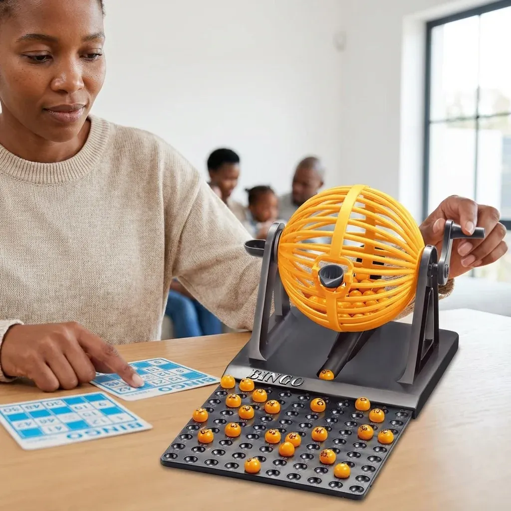 Deluxe Bingo Game with Spinning Cage and Lottery Balls