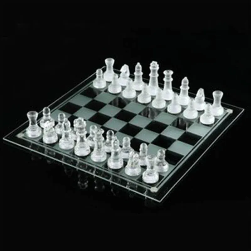 Glass Chess Set Medium Transparent Design