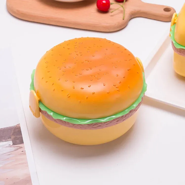 Adorable Burger-Style Double Layer Kids Lunch Box Container