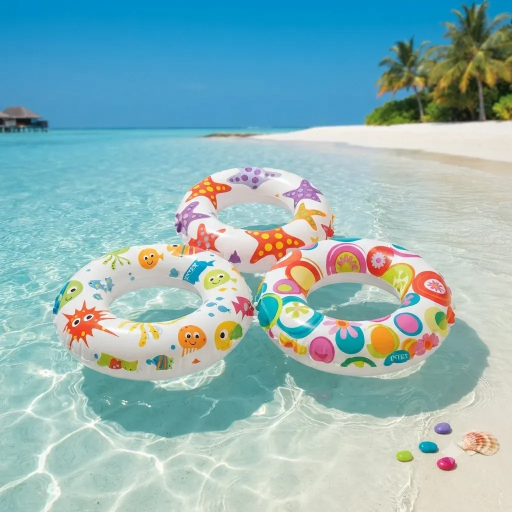 Lively Print Inflatable Swim Ring for Kids