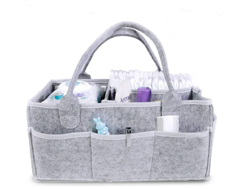 Large Portable Car Travel Custom Felt Baby Diaper Caddy Bag