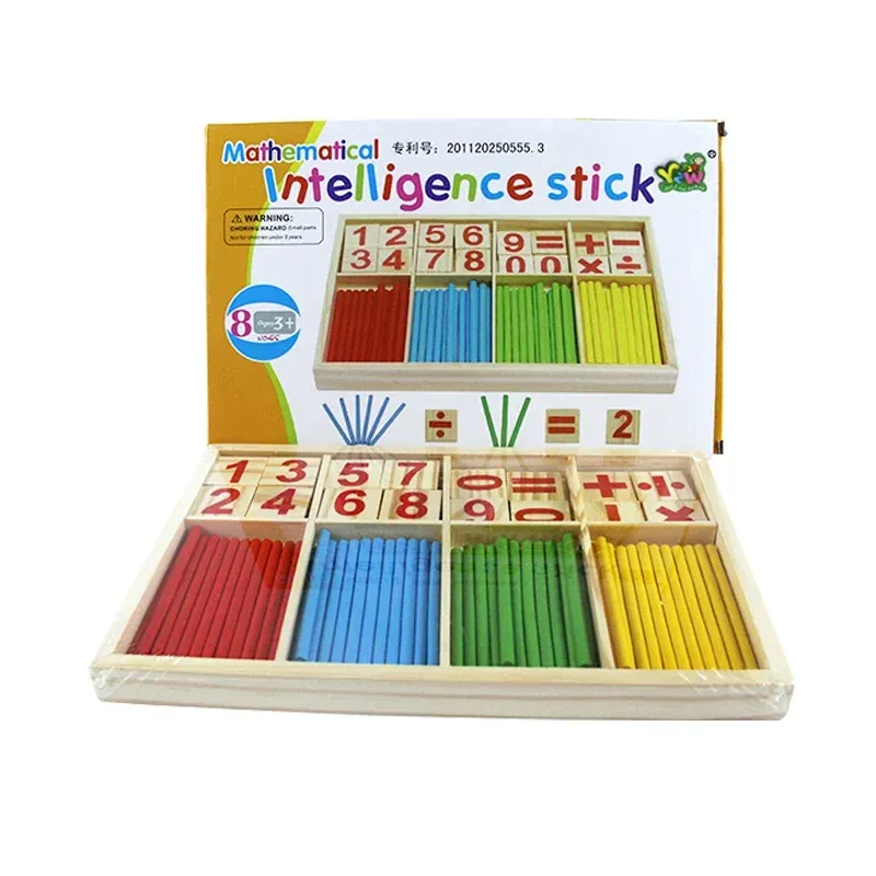 Wooden Mathematics Counting Stick Learning Box