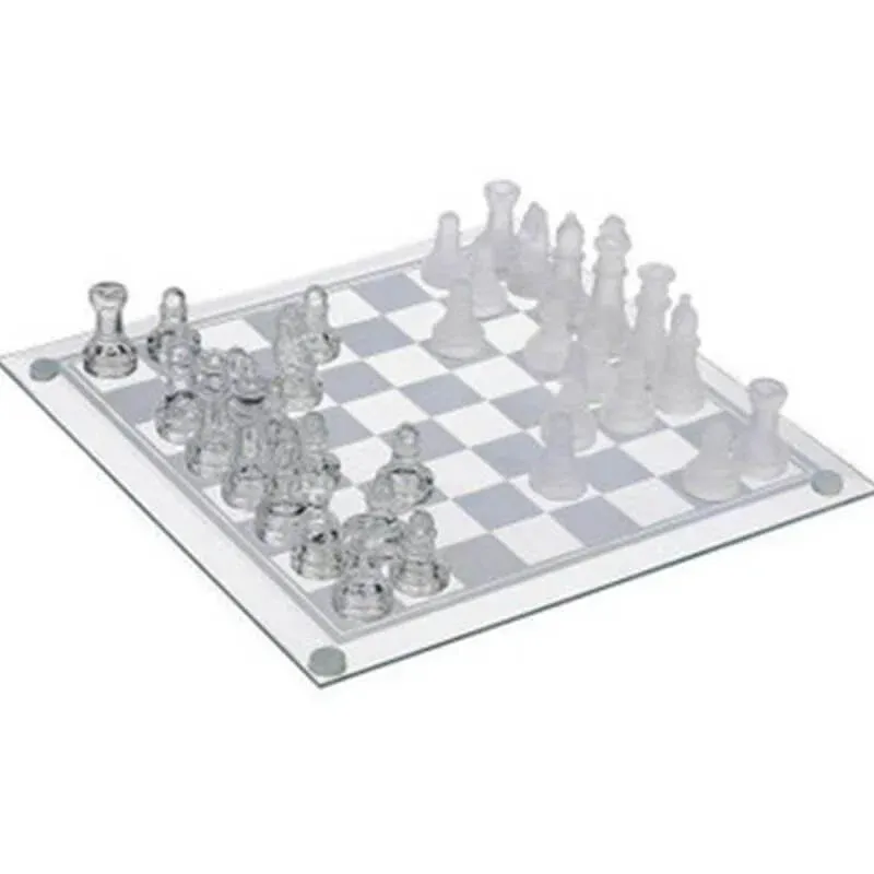 Glass Chess Set Medium Transparent Design
