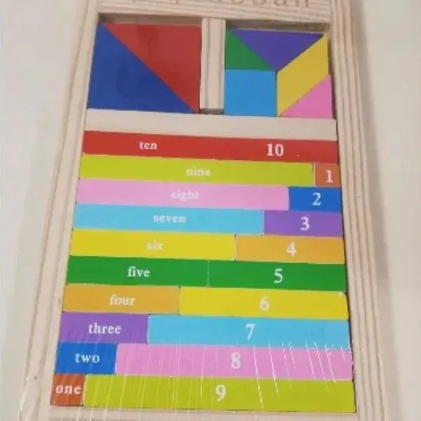 Wooden Pattern Blocks Shape & Color Sorting Toy