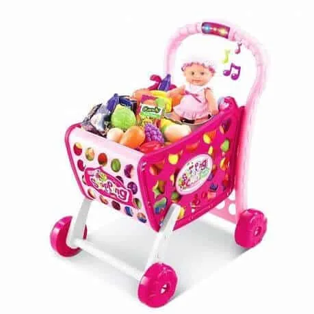 3 in 1 Shopping Cart Kids Pretend Play Trolley Toy Set