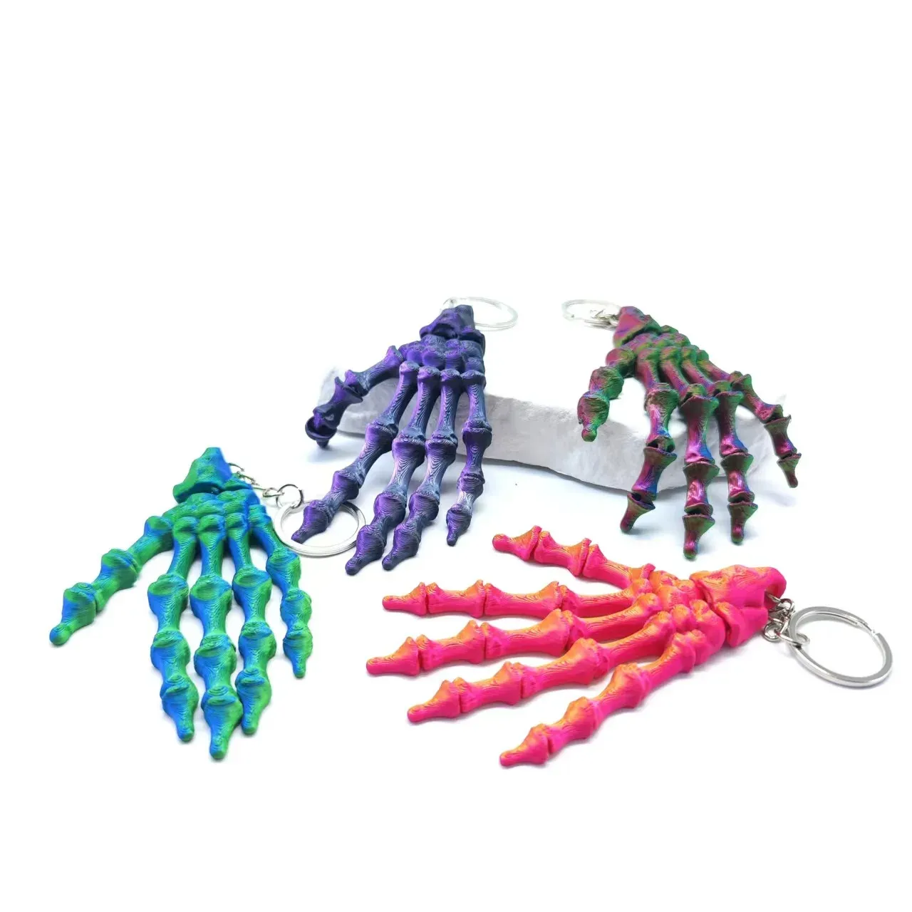 3D Printed Skull Hand Keychain Pendant