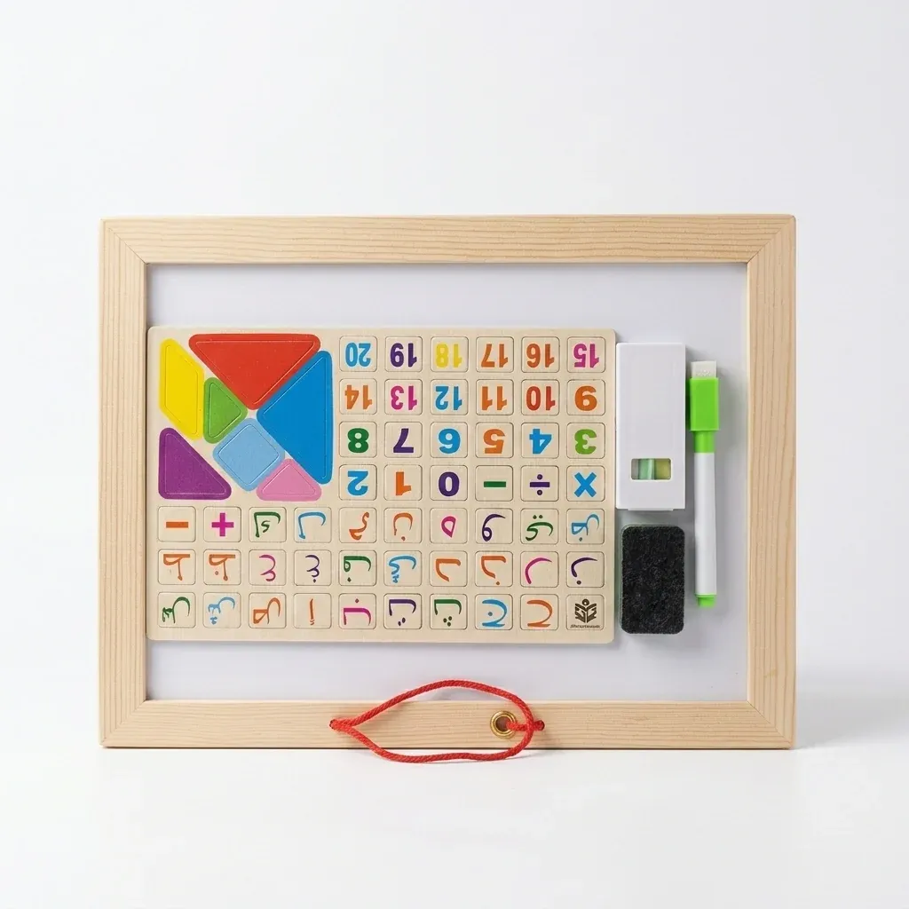 Wooden Arabic Alphabet and Numbers Whiteboard Learning Set