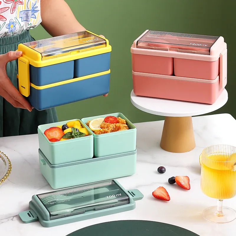 Two-Tier Leakproof Kids Lunch Box – Portable Bento Snack Container