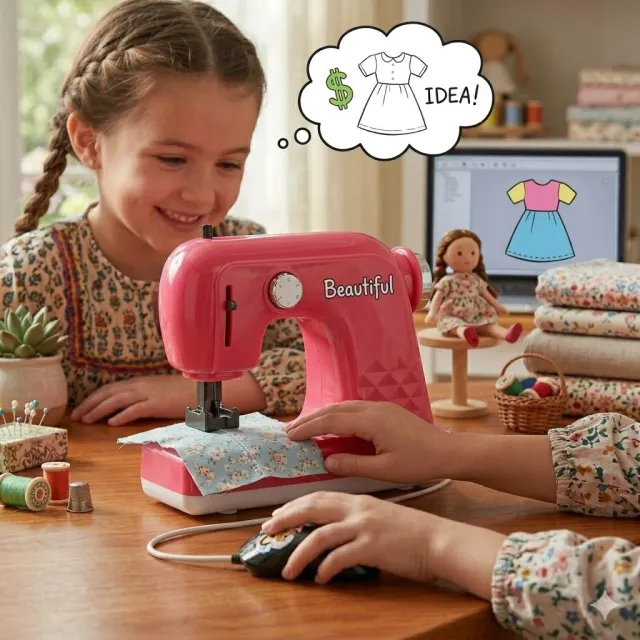 Sewing Machine Toy with Foot Pedal Controller