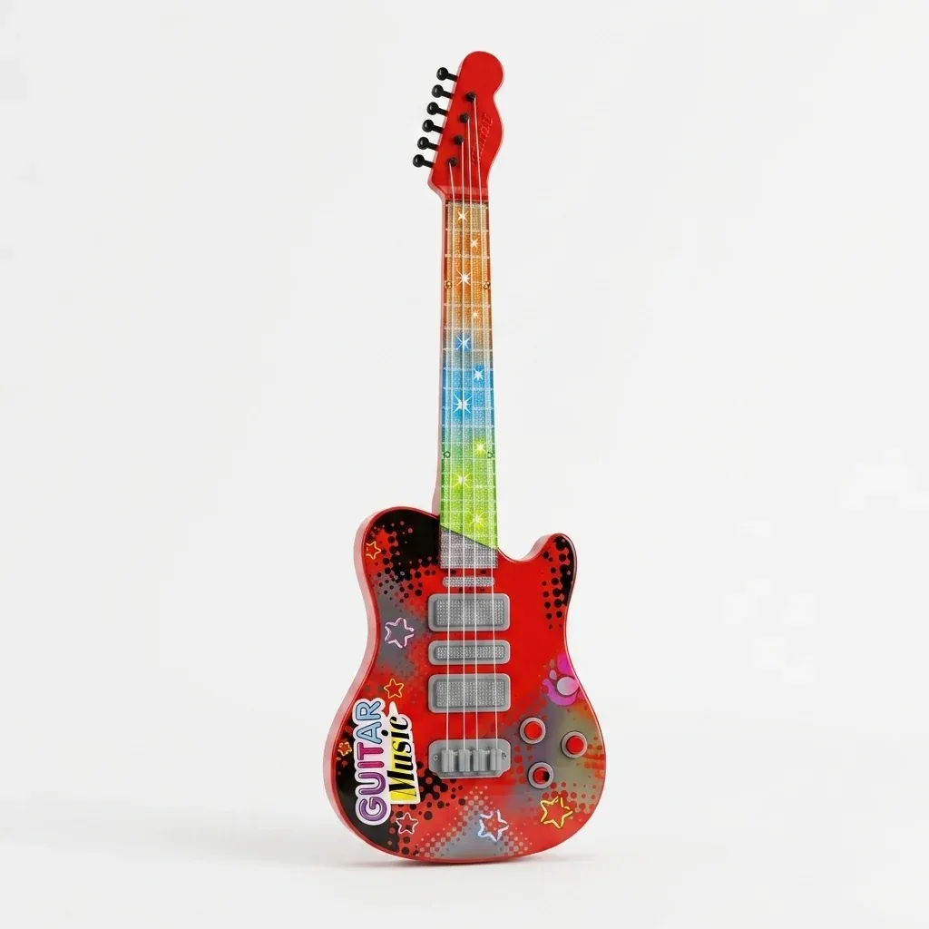 Kids Electric Guitar and Microphone Set with LED Lights