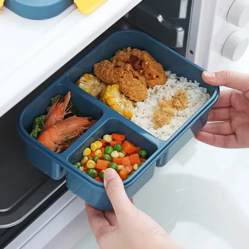 3-Compartment Microwave-Safe Bento Lunch Container for Kids & Office