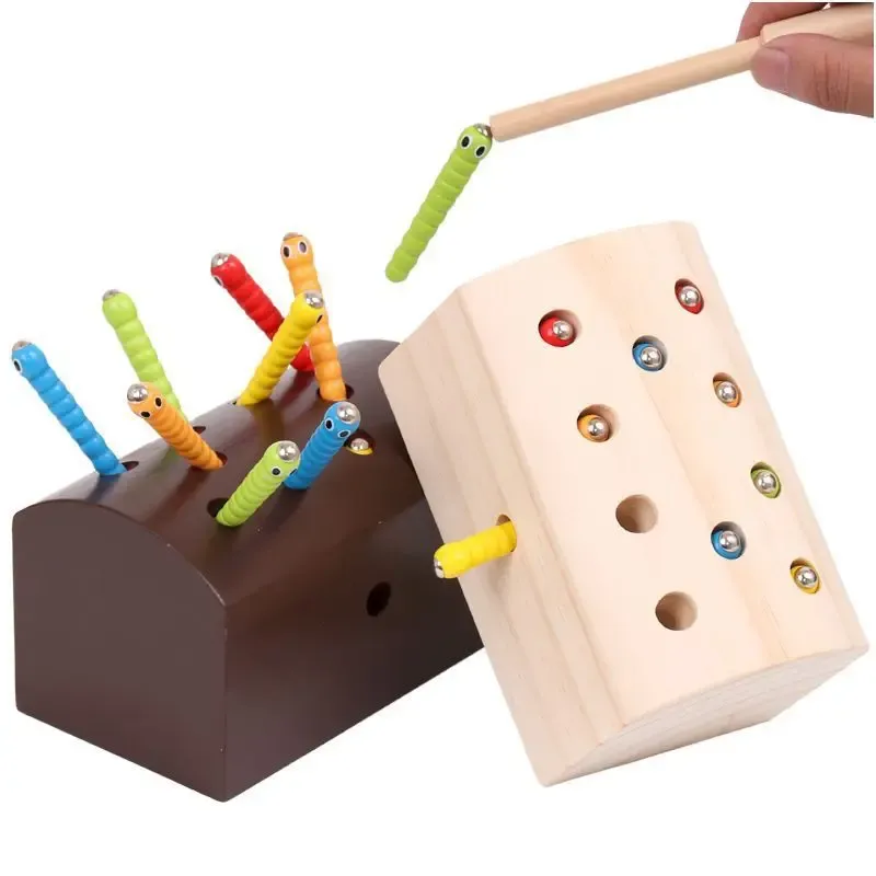 Magnetic Wooden Catching Insects Fishing Toy