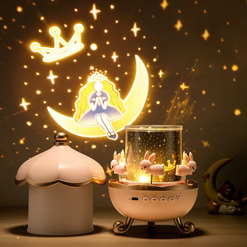 Kids Rotating LED Night Light with Music & Projector