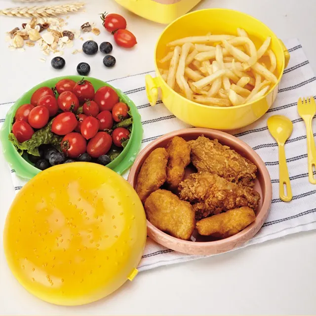 Adorable Burger-Style Double Layer Kids Lunch Box Container