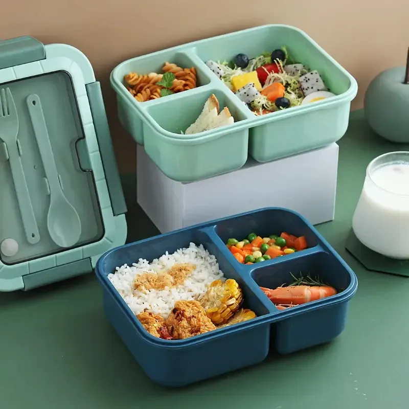 3-Compartment Microwave-Safe Bento Lunch Container for Kids & Office