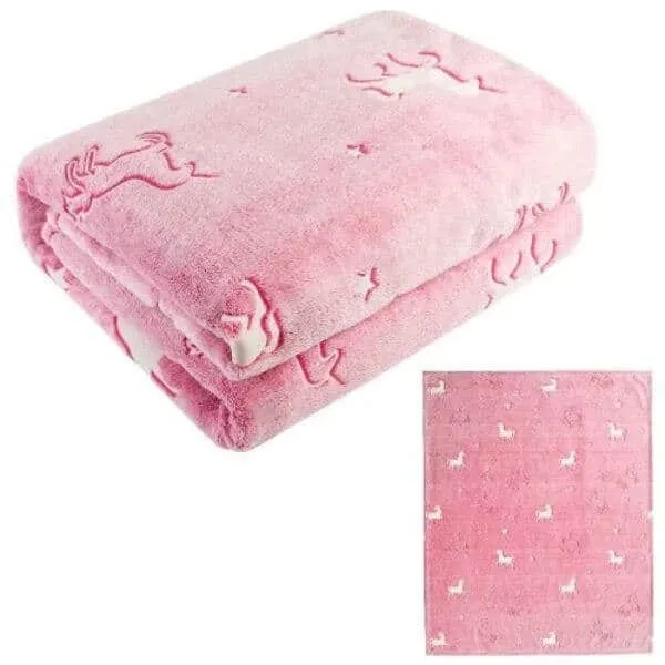 Glow in The Dark Pink Unicorn Blanket