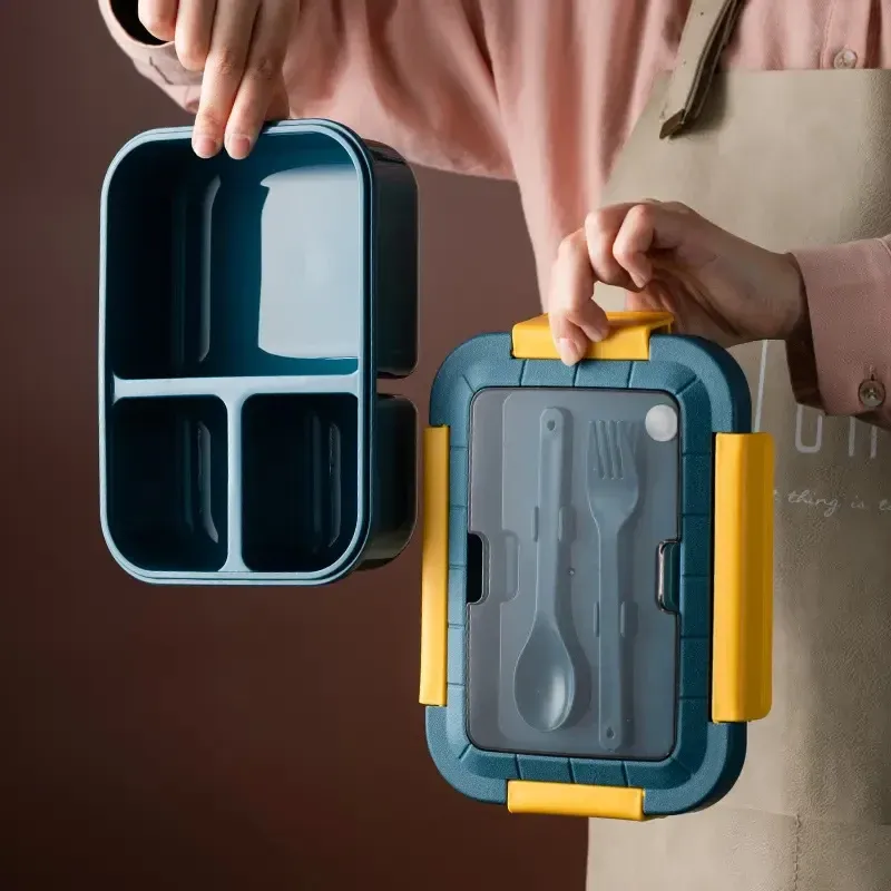 3-Compartment Microwave-Safe Bento Lunch Container for Kids & Office