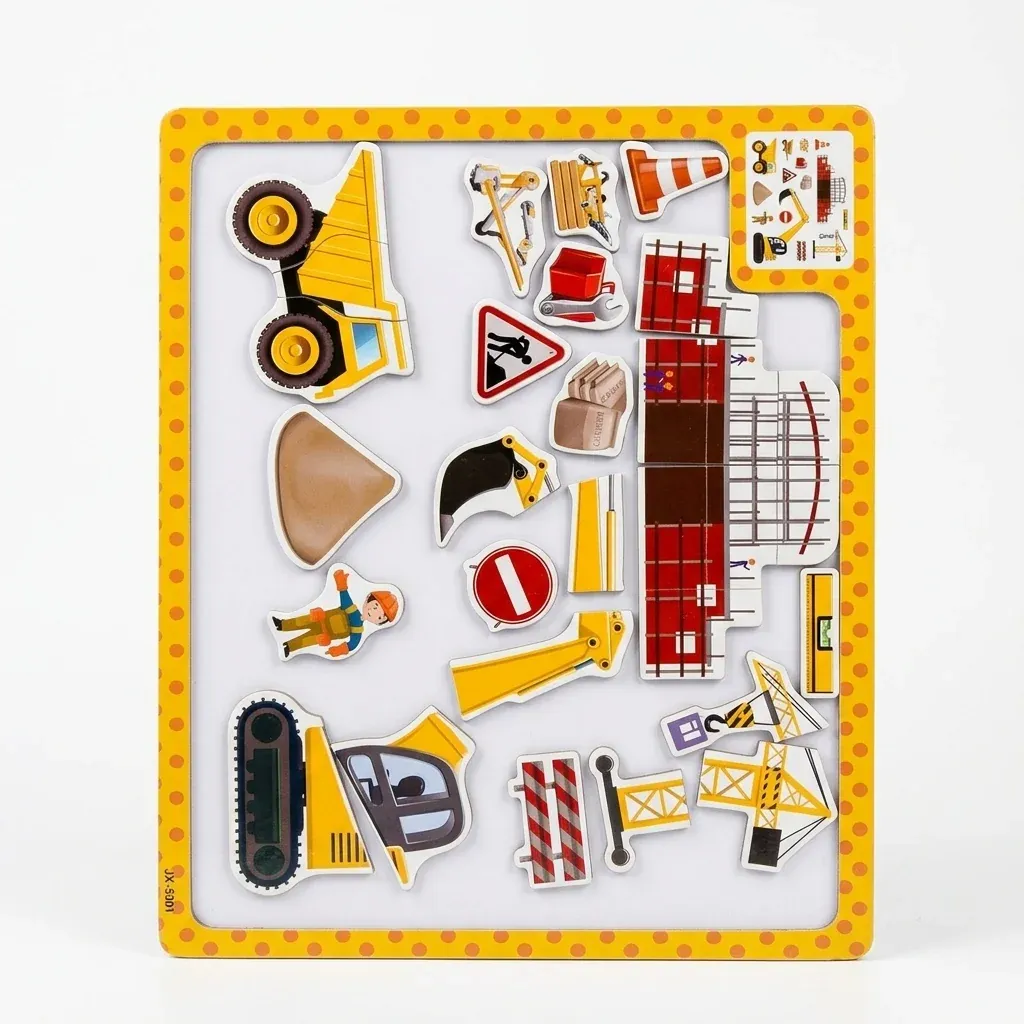 Kids Magnetic Construction Puzzle Whiteboard Set